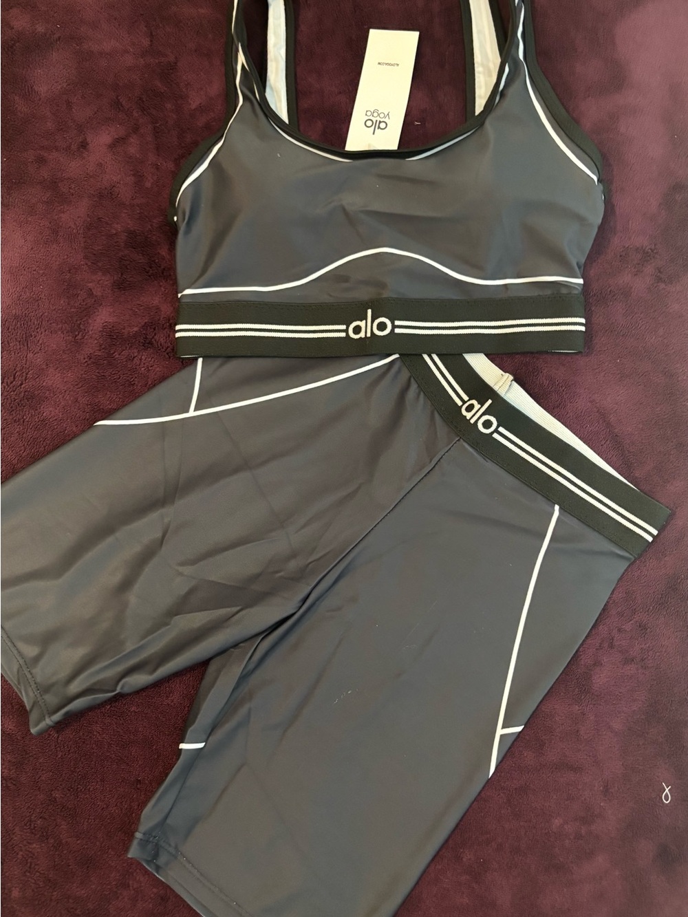 Black and White Sports Bra and Biker Shorts Set